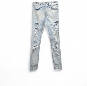 American Eagle Outfitters High Rise Distressed Skinny Jegging Super Stretch SZ 2